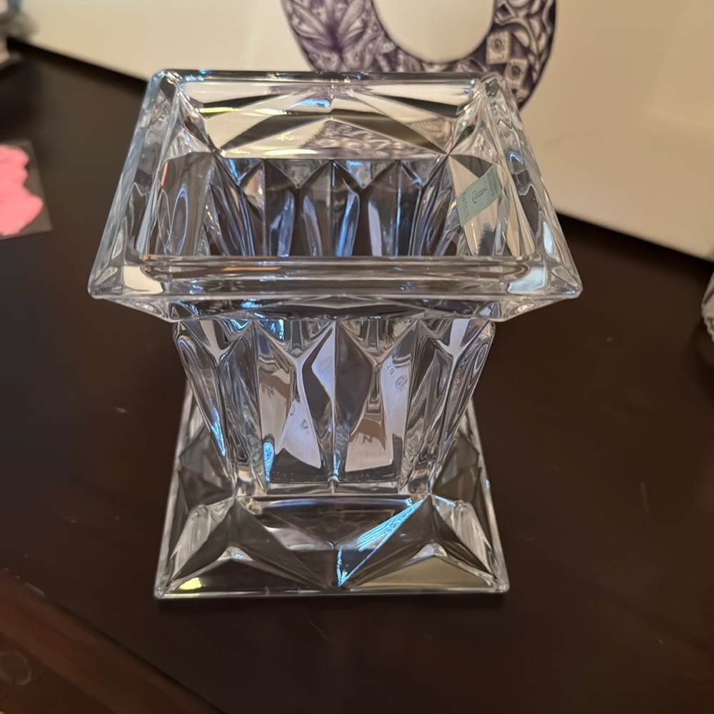New in box PartyLite Quad Prism Pedestal Candle Holder